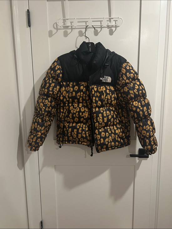 The North Face Jackets & Blazers - The North Face Black & Gold Leopard Nuptse Puffer Jacket